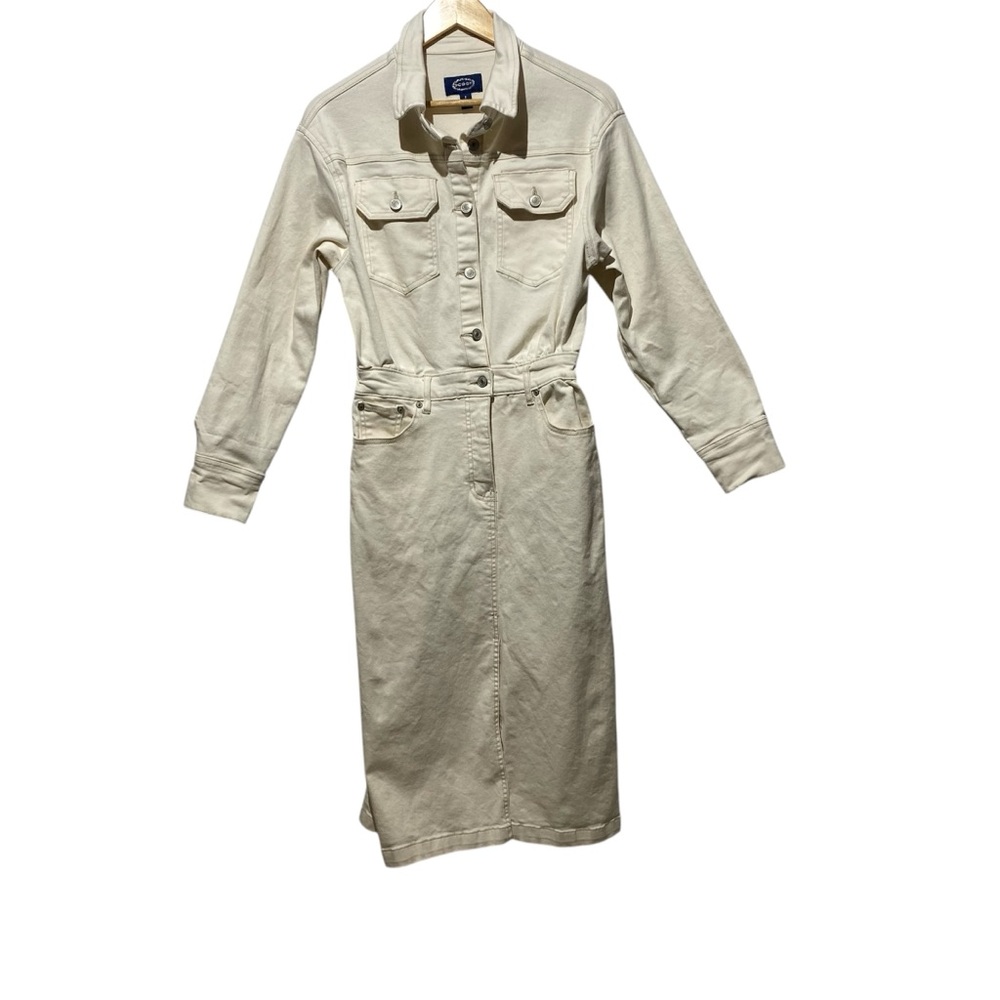 Scoop Cream longsleeve button up  Midi Dress size small